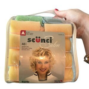 Vtg New Scunci Foam Rollers Sponge Curlers Pack Of 48 Zip Case Y2K Beauty